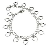 Open Hearts Charm Bracelet Child Teen Small Women Adjustable Size Silver Plate