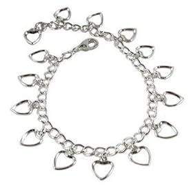 Open Hearts Charm Bracelet Child Teen Small Women Adjustable Size Silver Plate