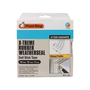 Frost King V23WA Extreme Rubber Ribbed Weather-Strip Tape 3/8-Inch by 1/8-Inch by 17-Feet, White
