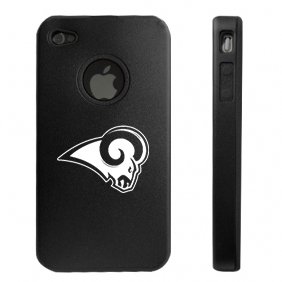 Apple iPhone 4 4S 4G Black Aluminum & Silicone Case St. Louis Rams