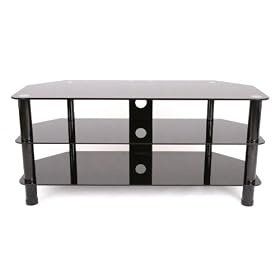 Designer Habitat -Plasma/LED/LCD/3D Glass TV Stand upto 50" or 60Kgs with Cable Management (Black)