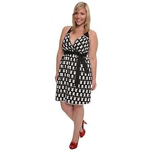 Torrid Plus Size Black and White Skull-Print Halter Dress