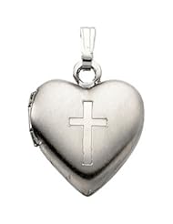 Genuine IceCarats Designer Jewelry Gift Sterling Silver Heart Locket With Cross. 15.50 X 13.00 Heart Locket With Cross In Sterling Silver