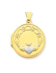 Genuine IceCarats Designer Jewelry Gift 14K 20Mm Round Rhodium Pave Claddagh Locket