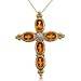 Gold Cross Pendant Necklace Twilight Topaz & Diamond