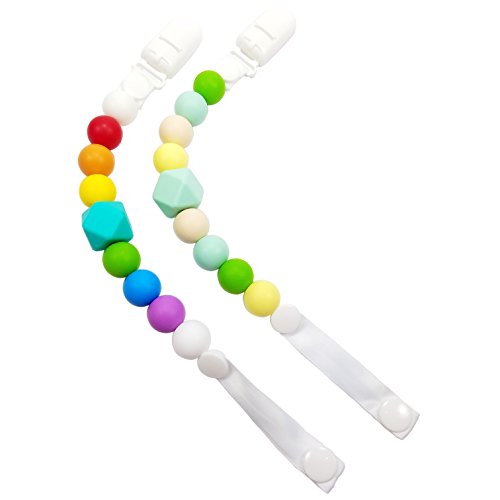 Pacifier Clip - 2 Pack - Silicone Baby Teething Pacifier Clip - UNISEX - BPA-Free - Non-Toxic