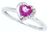 31UDGSVrutL. SL160  0.62Ct Heart Shaped Pink Topaz and Diamond Ring in 10Kt White Gold