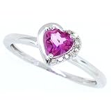 0.62Ct Heart Shaped Pink Topaz and Diamond Ring in 10Kt White Gold