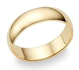14k Yellow Gold Ring Mens Solid Comfort Fit Wedding Band 6 MM