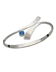 Ed Levin, Allemande Bracelet, Denim Topaz, .925 Sterling Silver & 14K Gold, Sizes S - L, Expandable