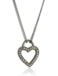 Zoe Chicco "Noir" 16" Oxidized Silver Pavé Open Heart Necklace