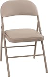 Set of 4 Folding Chairs with Vinyl Padded Seat (Antique Linen) By Cosco