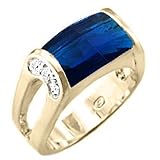 Size 6 - 4.00 Ct Checkerboard Cut Sapphire Cz Solitaire Tension Set Unisex Ring with Pave Set Stones on Both Sides