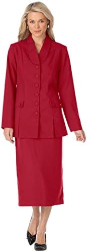 The Best Dressed Women's Plus Size 6-Button Skirt Suit (Classic Red,12 W)