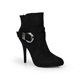 Buckle Strap High Heel Stiletto Ankle Bootie Black