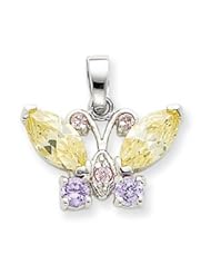 Sterling Silver Multi-Color CZ Butterfly Pendant