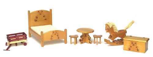 Childrens Toyshop  Toys : Bear Bedroom Set/7 Piece 1" Scale