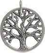 Round Detailed Open Design Family Tree of Life Pendant in Sterling Silver, #7632