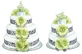 Bloomers Green Daisies With Zebra Diaper Cake-3 Tier