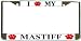 I Love My Mastiff Paw Prints Dog Chrome Metal License Plate Frame Holder