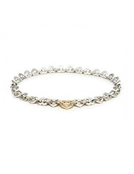Valentines Day Gifts Bling Jewelry Silver Gold Heart Link Two Tone Necklace 16in