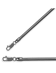16" 3mm (1/8") Black Rhodium Plated Snake Chain Necklace 925 Sterling Silver
