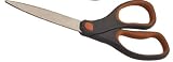Officemate 8-Inch Stainless Steel Soft Grip Scissors, Bent Design, Gray/Orange Handle. (94155)