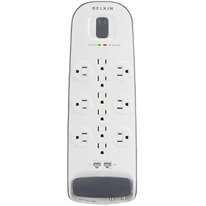 Belkin BV112234-08 12-Outlet Surge Protector with 8 ft Power Cord and Ethernet, Cable/Satellite and Telephone Protection