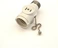 Leviton 1406-W 660 Watt, 125 Volt, Two Outlet With Pull Chain Socket Adapter, White