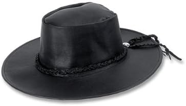 Carroll Leather Black Large Down Under Hat