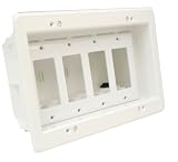 Arlington Industries DVFR4W-1 Recessed Electrical Outlet Box with Wall Plate Paintable, 4-Gang, White