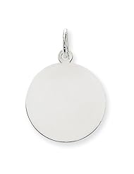 14k White Gold Plain .018 Gauge Round Engravable Disc Charm
