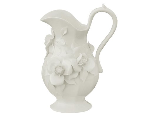 Gracie China, Rosalie Collection, 9-1/2-Inch Pitcher, White Fine Porcelain