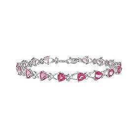 Pink Topaz and Diamond Bracelet : 14K White Gold - 10.10 CT TGW by FineJewelryVault
