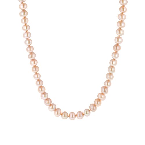 Pink Freshwater Cultured AA Quality Pearl Necklace with 14k White Gold Clasp (6.5-7mm), 60