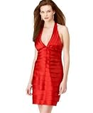 BCBGMAXAZRIA Satin Halter Tiered Dress