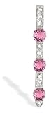 14K White Gold Round Created Pink Sapphire and Diamond Pendant