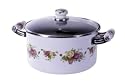 Imperial 4.5 Quart Enamel Stockpot With Glass Lid, Country Rose