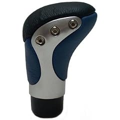 SCHALTKNUPPELKNAUF Auto Schaltknauf LEDER SILBER Blau LIFETIME CARS