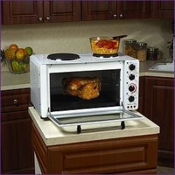 Avanti OCRB34W 1.3 Cubic Foot Convection Oven with 2 Cooktop Burners product image