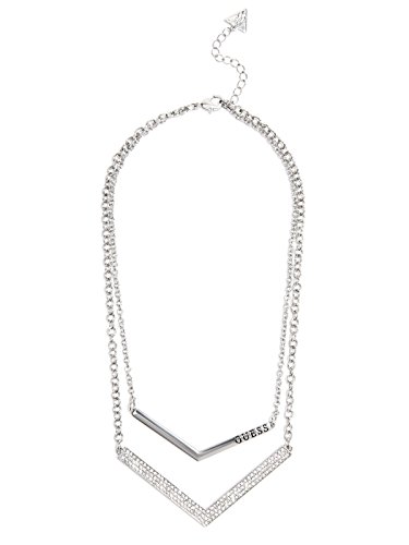 GUESS Women's Silver-Tone Double Chevron Necklace