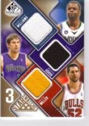 2009-10 SP Game Used Star Swatches 35 #MUW Shelden Williams / Beno Udrih / Brad Miller - Timberwolves / Kings / Chicago Bulls (Piece of Authentic Game-Worn Jersey - Serial #d to 35) (Basketball Cards)