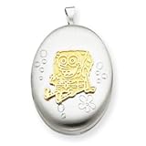 14k & Sterling Silver Oval Sponge Bob Locket