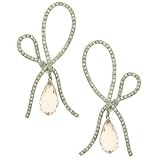 Vera Wang Diamond Earrings w/Briolette Morganite .89ct