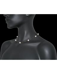 HinsonGayle AAA Gem Collection 8.5-9.0mm White Cultured Pearl Tin Cup Necklace (Solid 18K Yellow Gold, 17.5")
