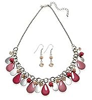 Assorted Bead Enamel Necklace & Earrings Set