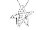 14K White Gold Diamond Star Pendant w/Chain