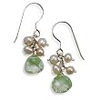 Green Amethyst and Cultured Freshwater Pearl French Wire Earrings