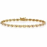 Vermeil (24k Gold over Sterling Silver) 1/4 carat Genuine Diamond Accent X Tennis Bracelet