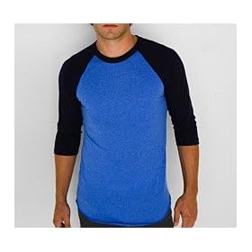 American Apparel BB453 Poly-Cotton 3/4 Sleeve Raglan Shirt